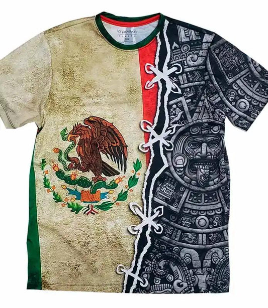 Playera bandera de Mexico cosida full print