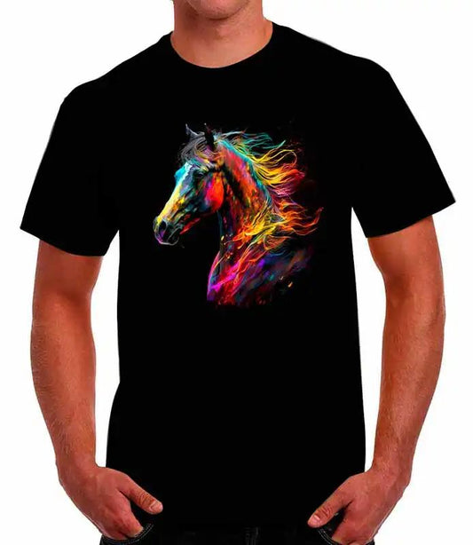 Playera caballo de colores efecto pintura