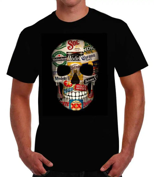 Playera calavera de cervezas