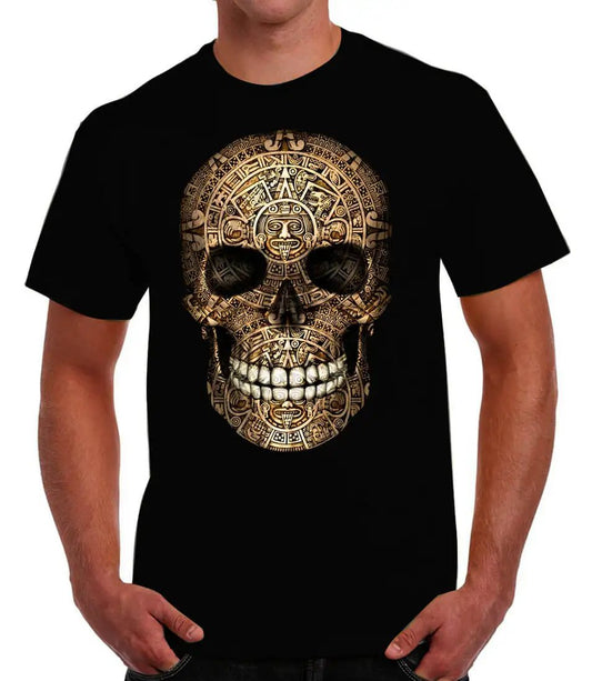 Playera calavera de calendario Azteca